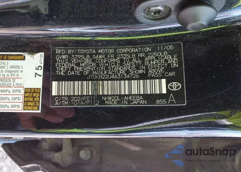 2006 Toyota Prius z USA, uszkodzony, nr VIN JTDKB22U463134726